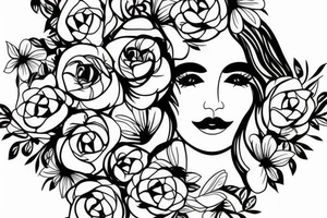 woman face with flower crown tattoo idea