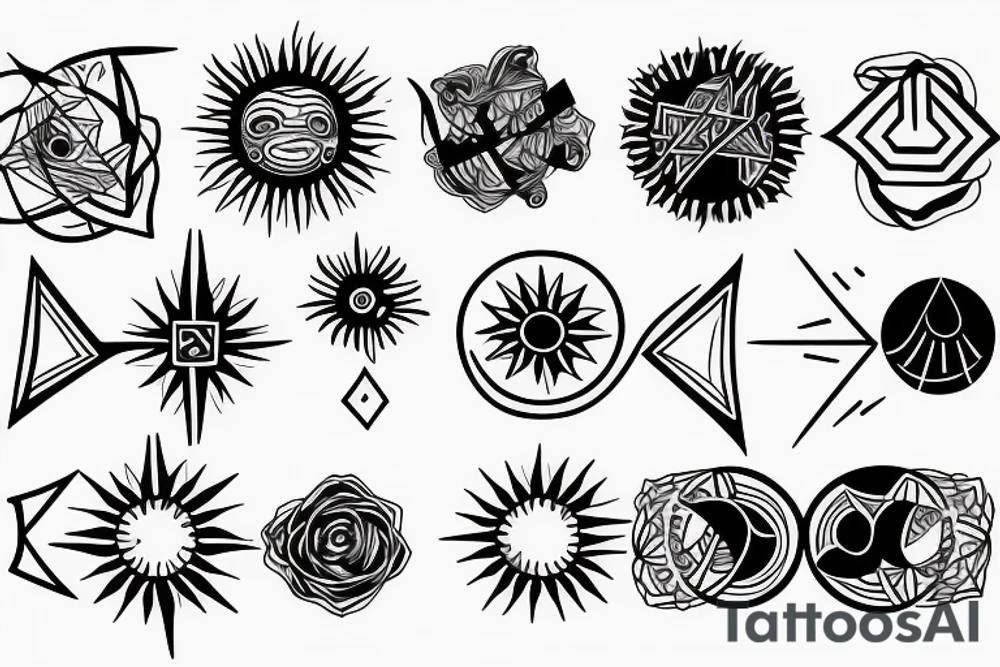 sun with geometric figures tattoo idea