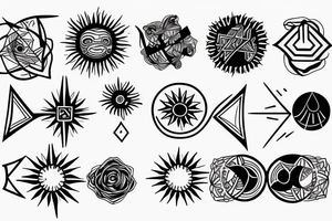 sun with geometric figures tattoo idea