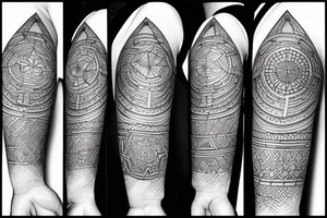 sun with geometric figures tattoo idea