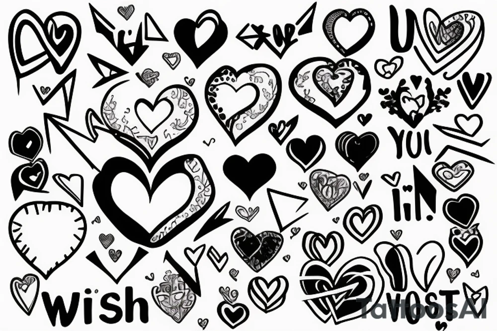 Love heart with arrow through it saying wish you were her tattoo idea