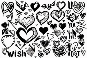 Love heart with arrow through it saying wish you were her tattoo idea