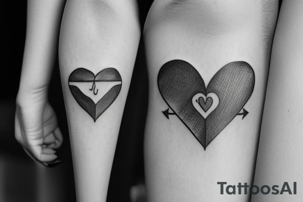 Love heart with arrow through it saying wish you were her tattoo idea