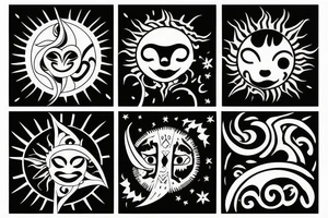 Sun and moon dancing with each other tattoo idea