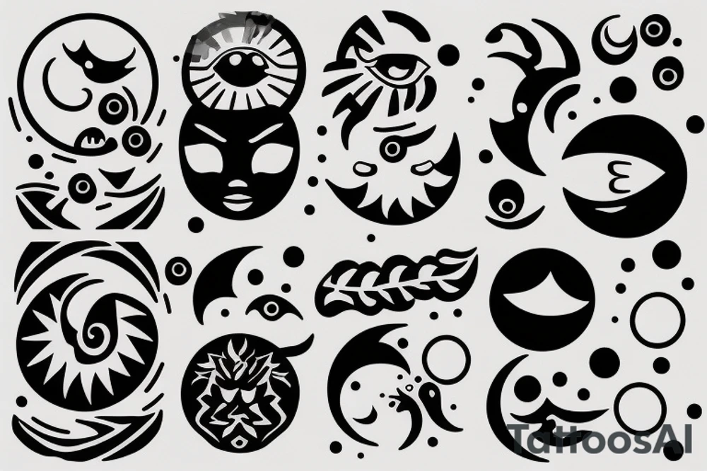 Sun and moon dancing with each other tattoo idea