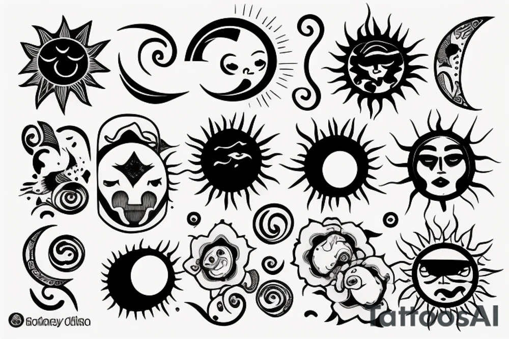 Sun and moon mixed tattoo idea