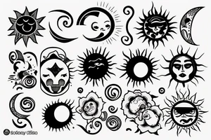 Sun and moon mixed tattoo idea