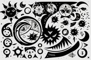 Sun and moon mixed tattoo idea