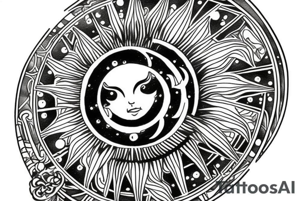 A card with a sun and moon índice. Like the horoscope cards tattoo idea