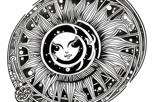 A card with a sun and moon índice. Like the horoscope cards tattoo idea