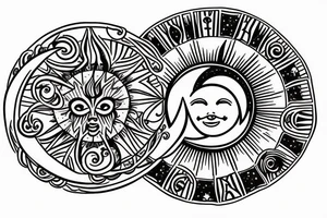 A card with a sun and moon índice. Like the horoscope cards tattoo idea