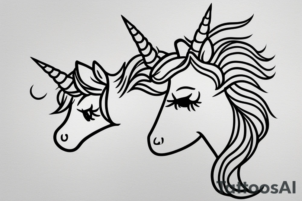 minimal simple line drawing of cute unicorn tattoo idea