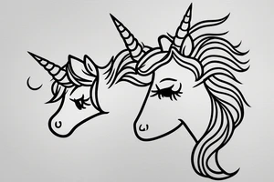 minimal simple line drawing of cute unicorn tattoo idea