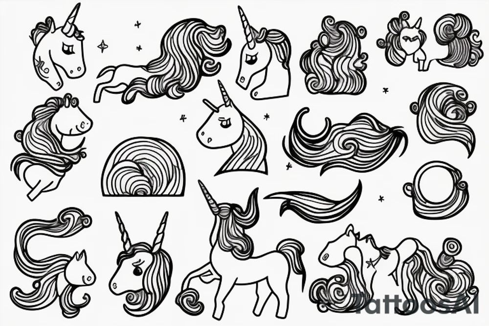 minimal simple line drawing of cute unicorn tattoo idea
