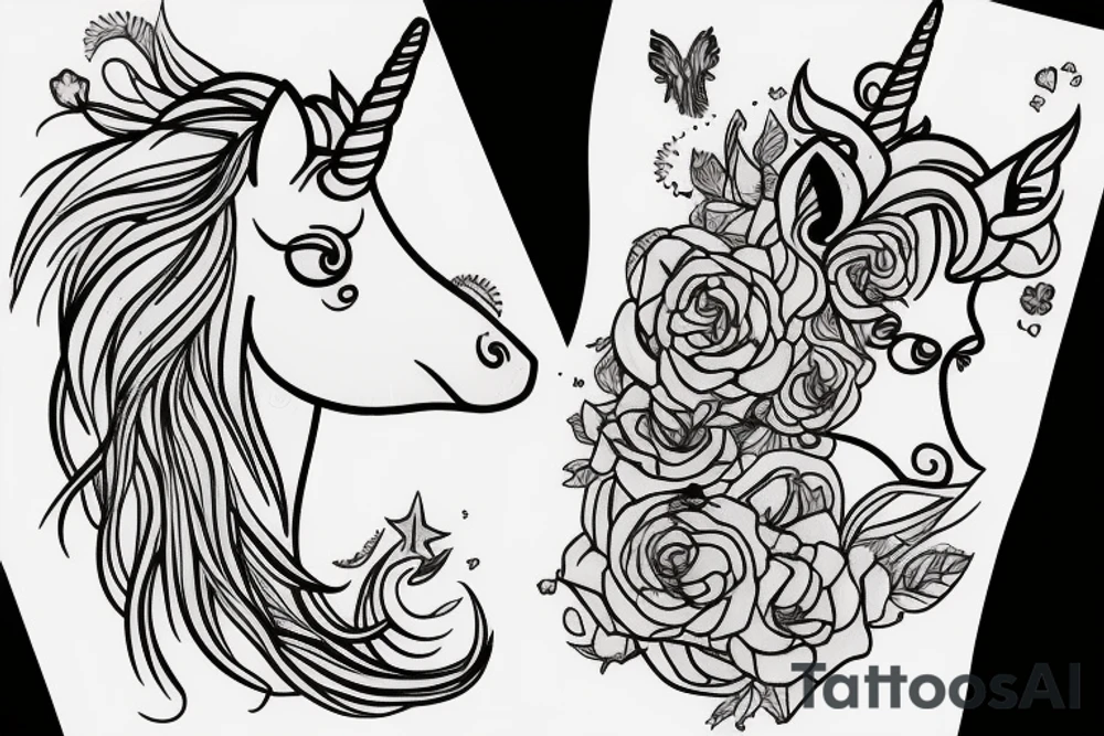 outline of unicorn tattoo idea