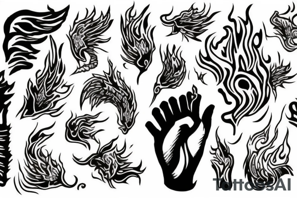 Hand holding flame Prometheus tattoo idea