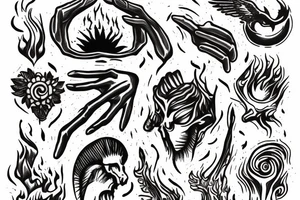 Hand holding fire Prometheus tattoo idea
