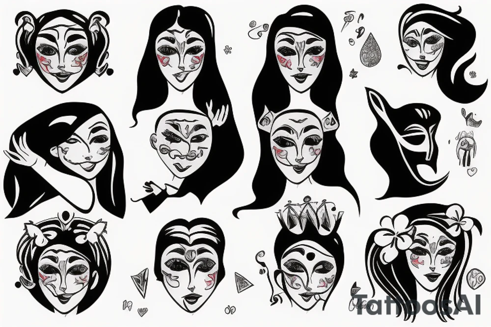 Drama masks girl version tattoo idea