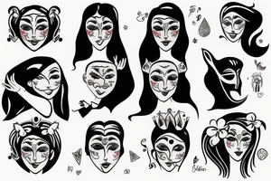Drama masks girl version tattoo idea