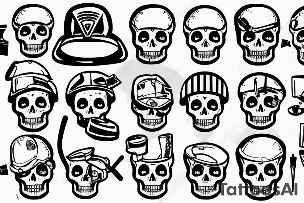 Skeleton With hard hat and cigarette tattoo idea