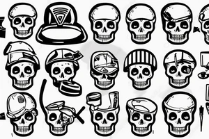 Skeleton With hard hat and cigarette tattoo idea