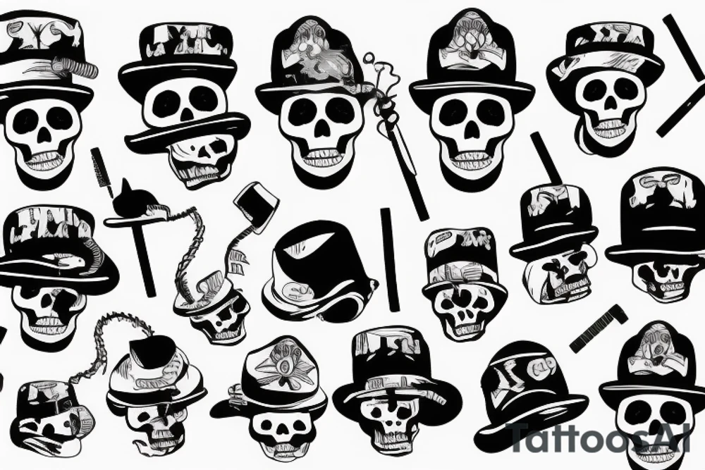 Skeleton With hard hat and cigarette tattoo idea