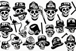 Skeleton With hard hat and cigarette tattoo idea