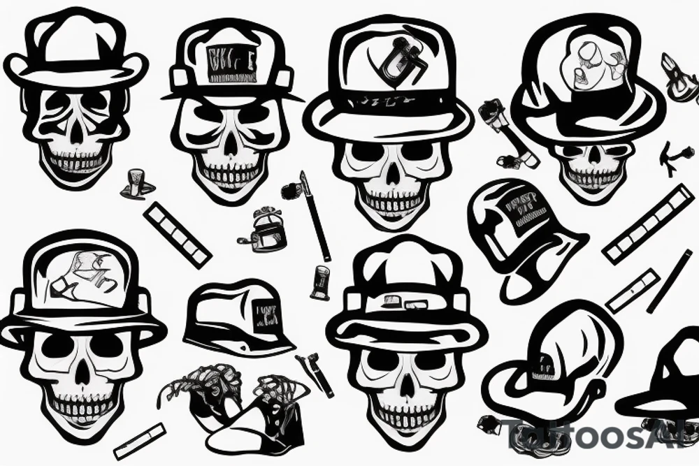 Skeleton With hard hat and cigarette tattoo idea