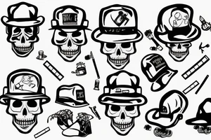 Skeleton With hard hat and cigarette tattoo idea