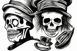Skeleton with Captains hat on and cigar tattoo idea