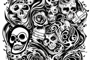Music bursting out of skull tattoo idea