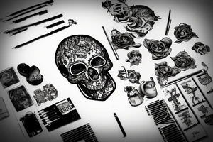 Music bursting out of skull tattoo idea