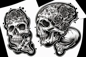 Music bursting out of skull tattoo idea