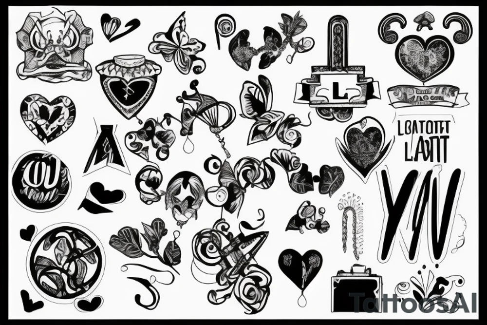 Barcelona panot with letter VVLV tattoo idea