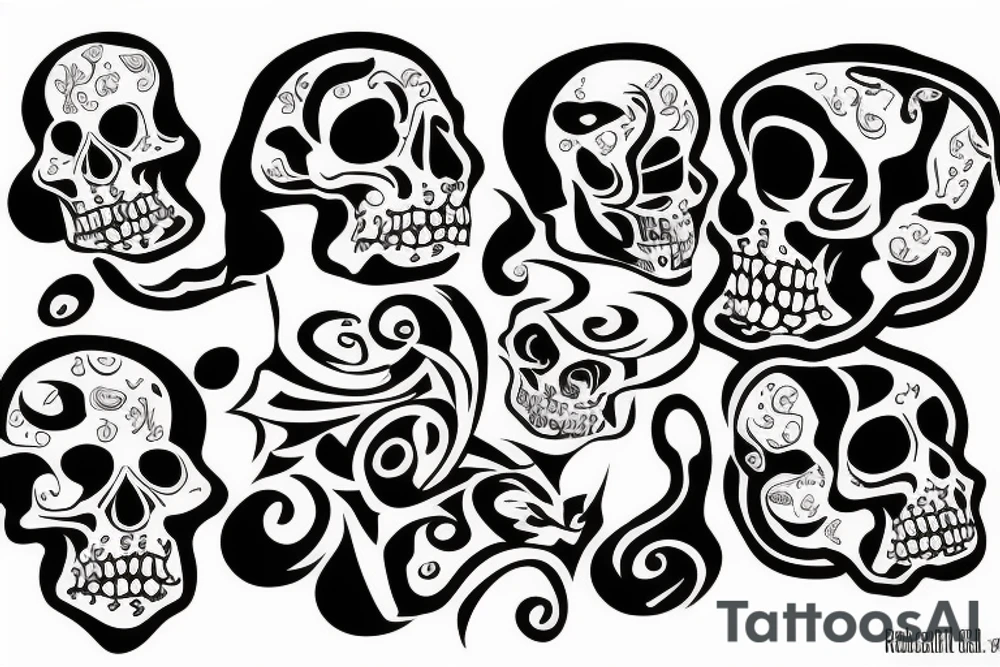Music bursting out of skull tattoo idea