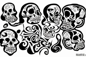Music bursting out of skull tattoo idea