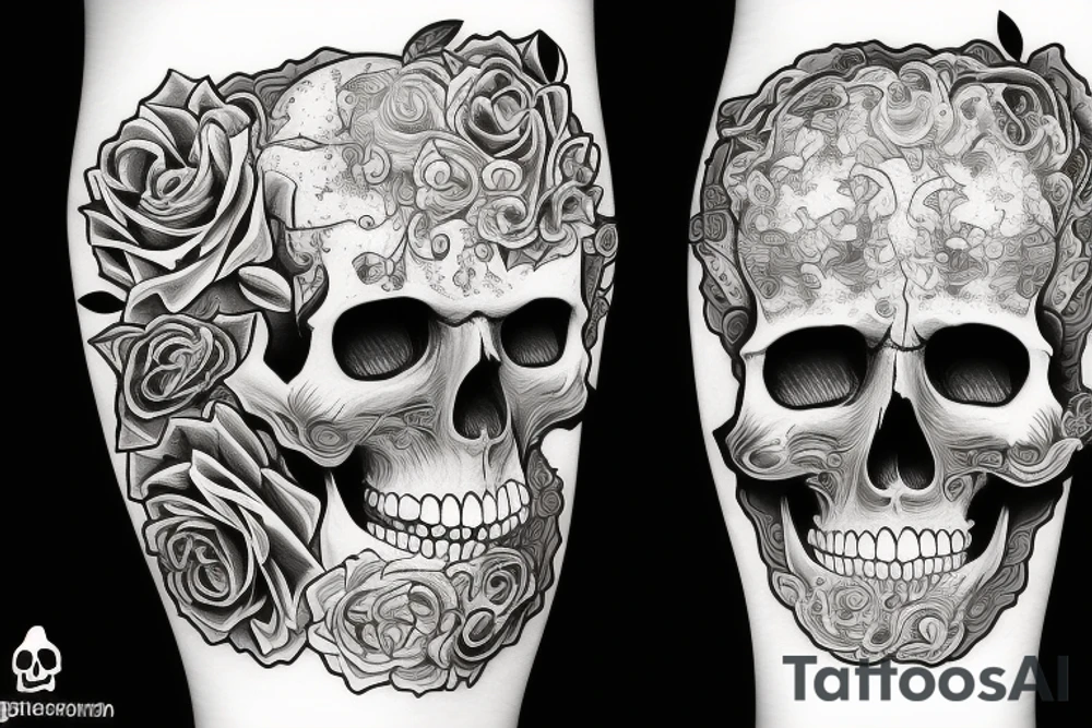 Skull exploding with music tattoo idea
