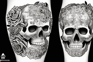 Skull exploding with music tattoo idea
