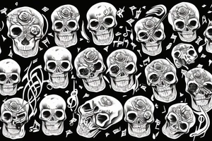 Skull exploding with music tattoo idea