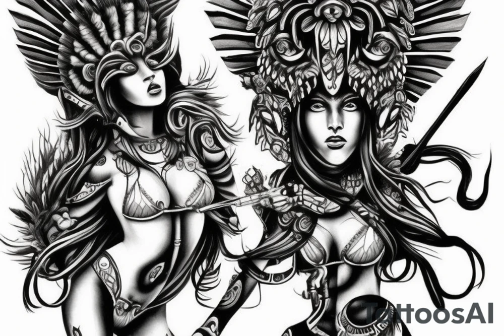 a female warrior tattoo idea