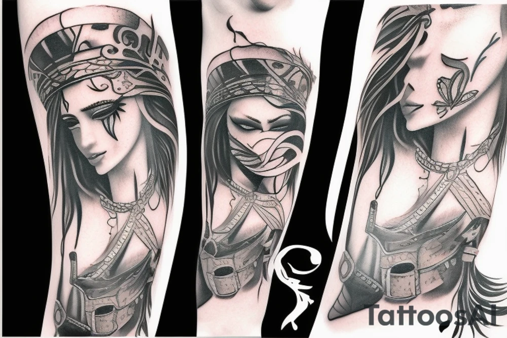 a female warrior tattoo idea