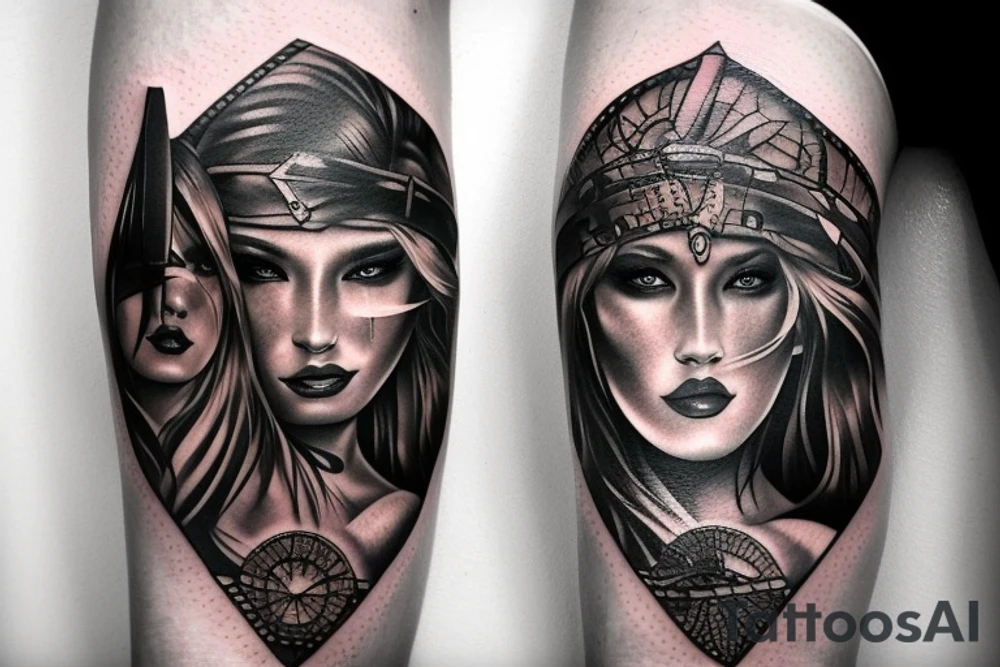 a female warrior tattoo idea