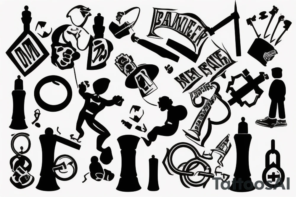 A person locked in a stalemate with a man who bars no holds tattoo idea