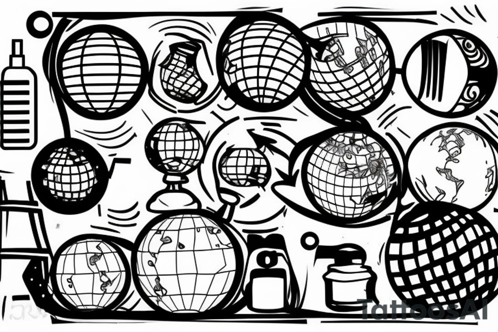 A mix between a disco ball and a globe tattoo idea