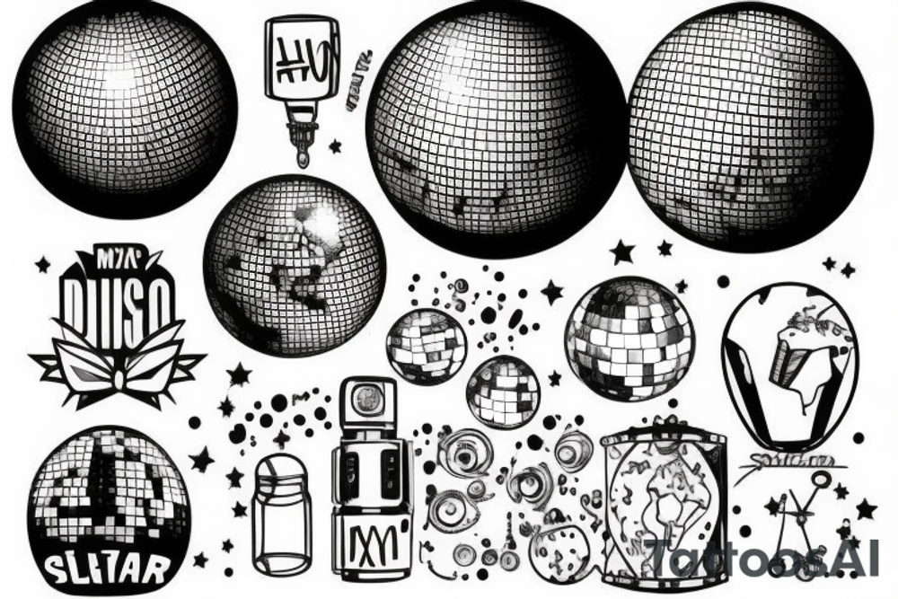 A mix between a disco ball and a globe tattoo idea
