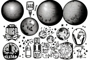 A mix between a disco ball and a globe tattoo idea