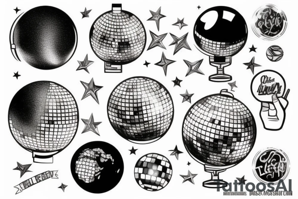 A blend between a disco ball and a globe tattoo idea