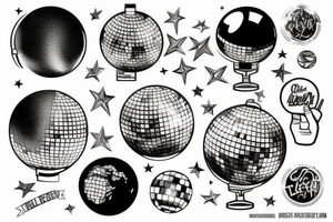 A blend between a disco ball and a globe tattoo idea