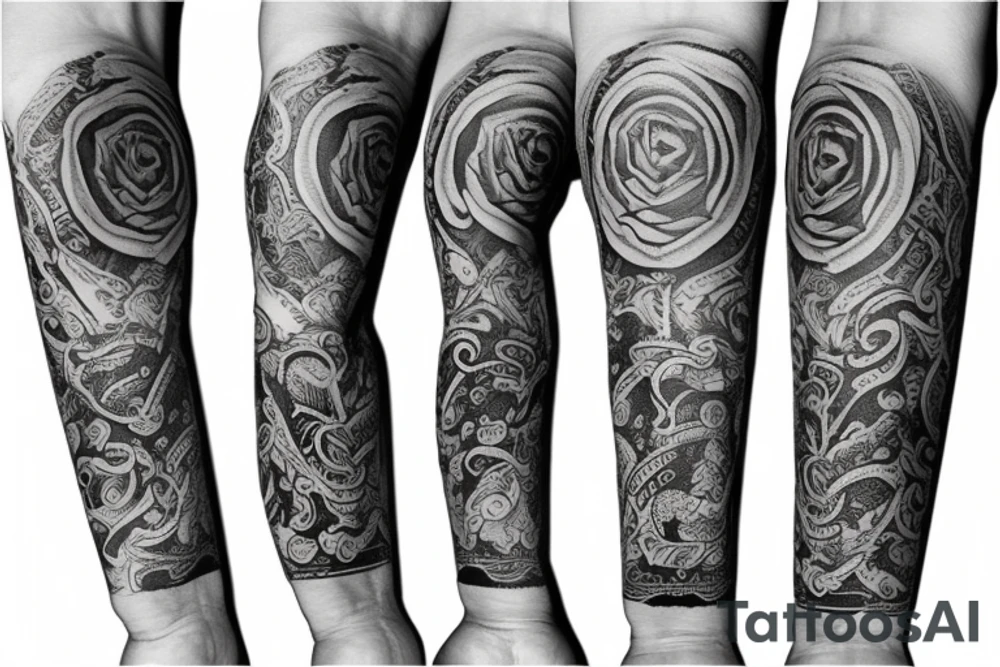 forearm sleeve with stoicism style tattoo idea