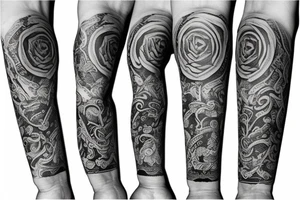 forearm sleeve with stoicism style tattoo idea